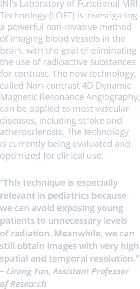 INI’s Laboratory of Functional MRI Technology (LOFT) is investigating a powerful non-invasive method of imaging blood...