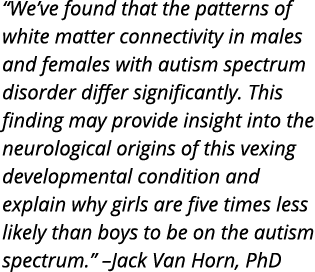  We ve found that the patterns of white matter connectivity in males and females with autism spectrum disorder differ   