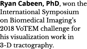 Ryan Cabeen  PhD  won the International Symposium on Biomedical Imaging s 2018 VoTEM challenge for his visualization    