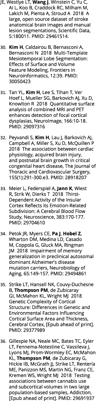 JE  Westlye LT  Wang J  Winstein C  Yu C  Ai L  Koo B  Craddock RC  Milham M  Lakich M  Pienta A  Stroud A 2018 A lar   