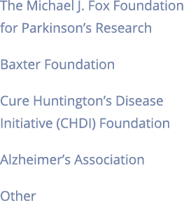 The Michael J  Fox Foundation for Parkinson s Research Baxter Foundation Cure Huntington s Disease Initiative  CHDI     