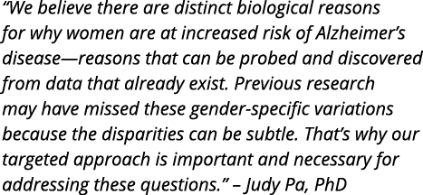  We believe there are distinct biological reasons for why women are at increased risk of Alzheimer s disease—reasons    