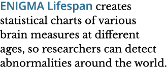 ENIGMA Lifespan creates statistical charts of various brain measures at different ages  so researchers can detect abn   