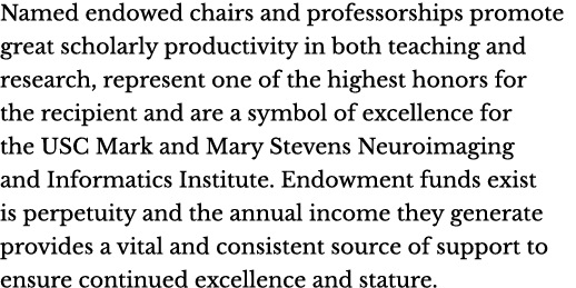 Named endowed chairs and professorships promote great scholarly productivity in both teaching and research, represent   