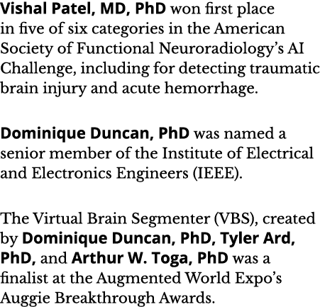 Vishal Patel, MD, PhD won first place in five of six categories in the American Society of Functional Neuroradiology    