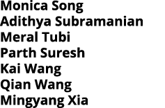 Monica Song Adithya Subramanian Meral Tubi Parth Suresh Kai Wang Qian Wang Mingyang Xia 