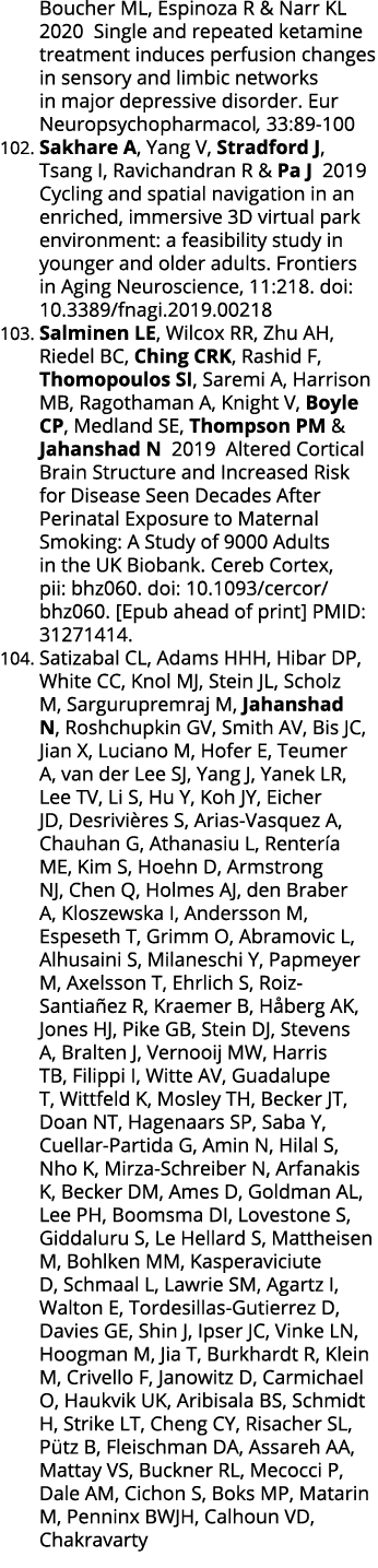 Boucher ML, Espinoza R & Narr KL  2020  Single and repeated ketamine treatment induces perfusion changes in sensory a   