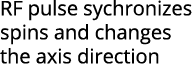 RF pulse sychronizes spins and changes the axis direction