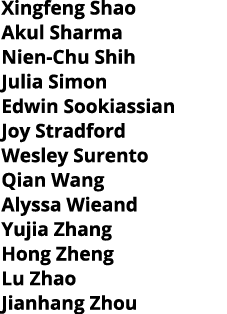 Xingfeng Shao Akul Sharma Nien-Chu Shih Julia Simon Edwin Sookiassian Joy Stradford Wesley Surento Qian Wang Alyssa W   