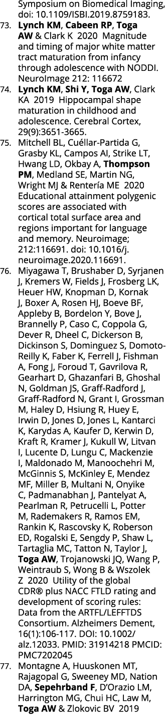 Symposium on Biomedical Imaging, doi: 10 1109 ISBI 2019 8759183  73  Lynch KM, Cabeen RP, Toga AW & Clark K 2020 Magn   
