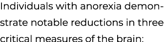 Individuals with anorexia demonstrate notable reductions in three critical measures of the brain:
