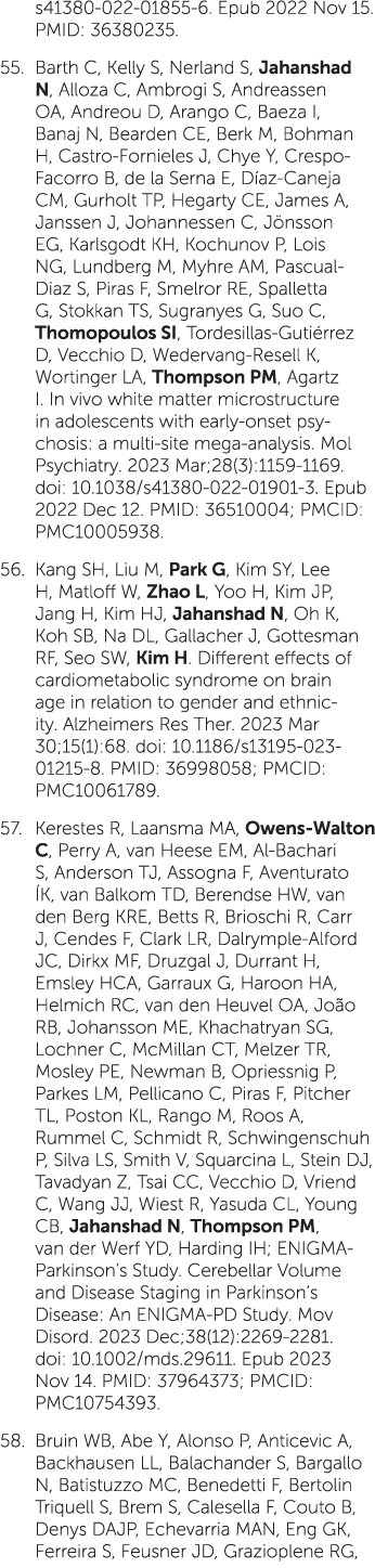 s41380-022-01855-6. Epub 2022 Nov 15. PMID: 36380235. 55. Barth C, Kelly S, Nerland S, Jahanshad N, Alloza C, Ambrogi...
