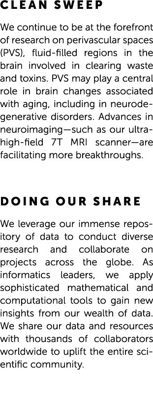 Clean Sweep We continue to be at the forefront of research on perivascular spaces (PVS), fluid-filled regions in the ...