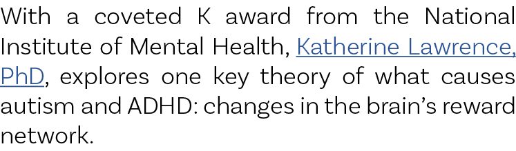 With a coveted K award from the National Institute of Mental Health, Katherine Lawrence, PhD, explores one key theory...